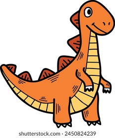 A cartoon dinosaur with a smile on its face. The dinosaur is blue and has a black spot on its head