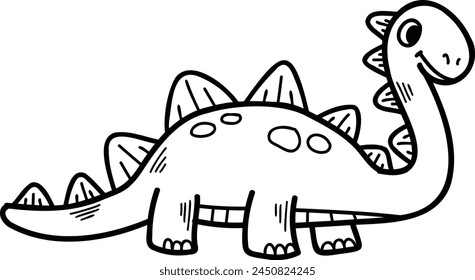 A cartoon dinosaur with a smile on its face. The dinosaur is blue and has a black spot on its head