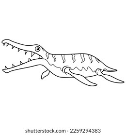 Cartoon dinosaur smiling  kronosaurus on white background