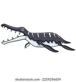 Cartoon dinosaur smiling  kronosaurus on white background