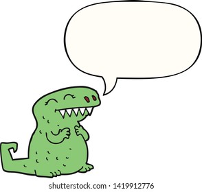 dinosaurio de dibujos animados con burbuja de habla