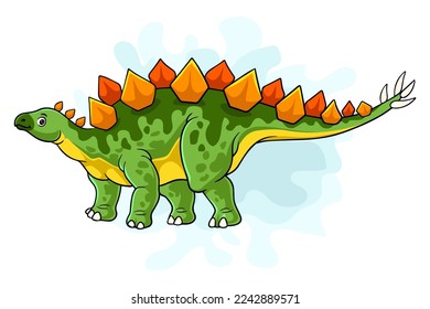 Cartoon Dinosaur stegosaurus on white background