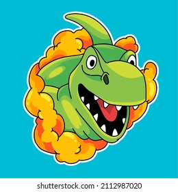 cartoon dinosaur that emerged from an explosion