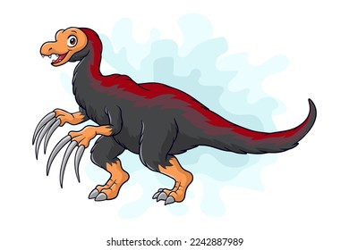 Cartoon dinosaur therizinosaurus on white background