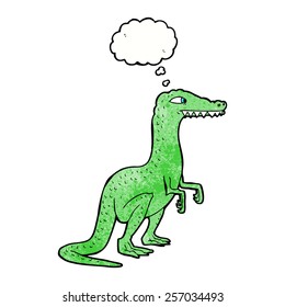 dinosaurio de dibujos animados con burbuja de pensamientos