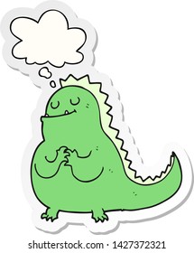 cartoon dinosaur with thought bubble as a printed sticker