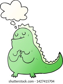cartoon dinosaur with thought bubble in smooth gradient style