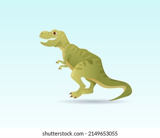 Cartoon dinosaur t-rex. Flat cartoon style tyrannosaurus drawing. Best for kids dino party designs. Prehistoric Jurassic period character. Vector illustration isolated on white.