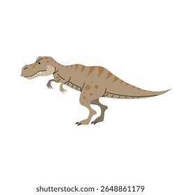 Cartoon dinosaur t-rex. Flat style tyrannosaurus drawing. Best for kids dino party designs. Prehistoric Jurassic period character. Vector illustration isolated on white.
