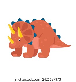 Cartoon dinosaur Triceratops vector illustration. Dino funny character.