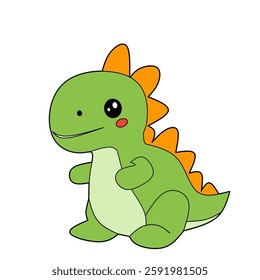 cartoon dinosaur vector illustration cute colored white background