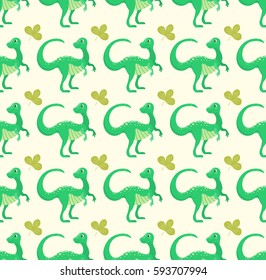 Cartoon dinosaur vector illustration seamless patern monster animal dino prehistoric character reptile predator jurassic comic fantasy dragon