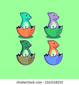 Cartoon-Dinosaurier-Vektorgrafik-Set einzeln auf grünem Hintergrund.