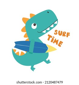 Cartoon Dinosaur Vector Illustration With Slogan