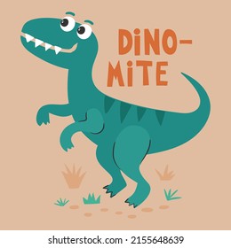 cartoon dinosaur vector illustration slogan