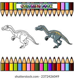 Cartoon dinosaur velociraptor for coloring book