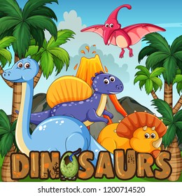 A cartoon of dinosaurs illustration