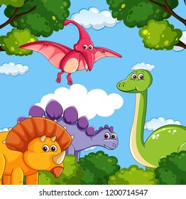 A cartoon of dinosaurs illustration