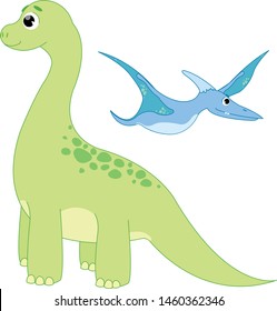 Сute cartoon dinosaurs, illustration vector.