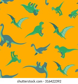 Cartoon dinosaurs seamless pattern. Design for child textile, cloth. Funny animal background.