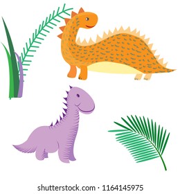 Cartoon dinosaurs vector illustration monster animal dino prehistoric character reptile predator jurassic fantasy dragon