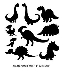 Cartoon dinosaurs vector illustration monster silhouette animal dino prehistoric character reptile predator jurassic fantasy dragon 