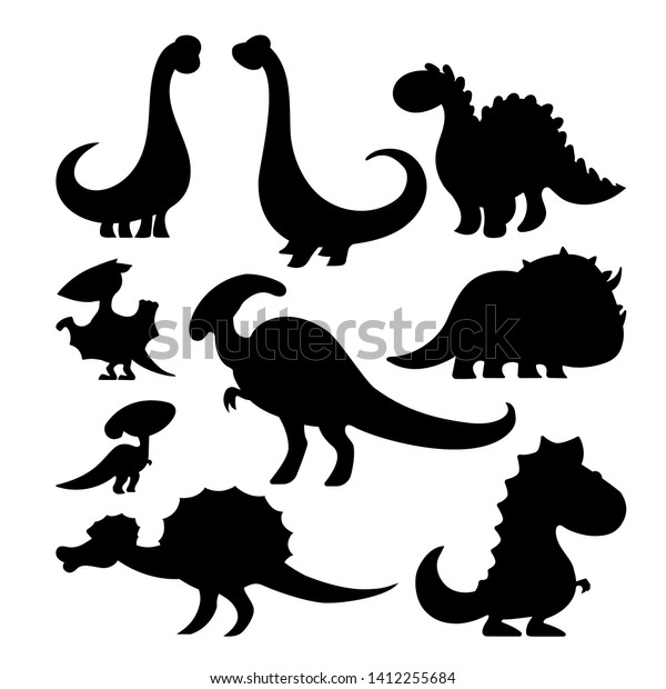 漫画恐竜のベクターイラスト化け物シルエット動物ディノ先史時代の捕食動物のファンタジードラゴン のベクター画像素材 ロイヤリティフリー
