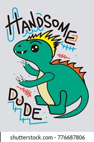 cartoon dinosaur,t-shirt print poster vector illustration