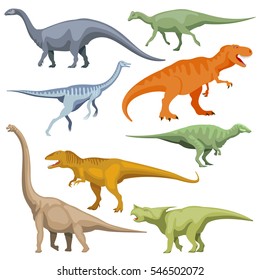 Cartoon dinosaurus, reptiles vector set.