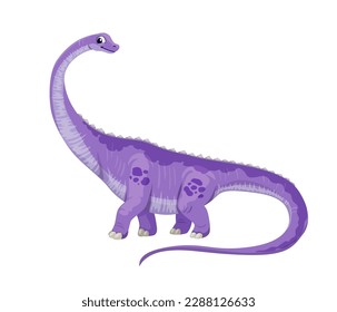 Cartoon Diplodocus dinosaur character. Extinct reptile, Jurassic era lizard cute personage. Paleontology prehistoric animal, herbivorous dinosaur with long tail and neck isolated vector funny mascot