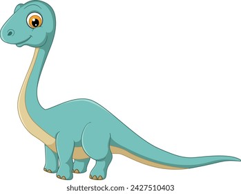 Cartoon diplodocus on white background of illustration