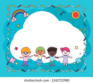  Cartoon diploma for kids. Certificate template design.