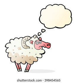 cartoon dirty sheep with thought bubble