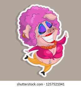 Cartoon disco pig girl 