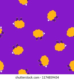 Cartoon disco sheep vector lilac pattern for wrapping, craft, textile