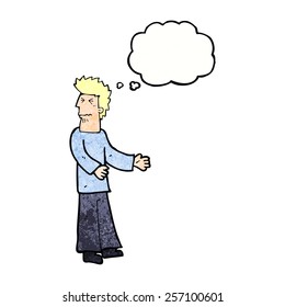 cartoon disgusted man with thought bubble