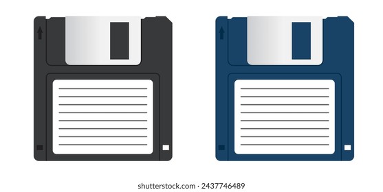 Cartoon disk floppy line pattern. Diskette or floppy disk is a storage medium used for data storage in a computer or pc. floppy disks of 1.44 MB or 720 kb (3.5 inch diskettes). ms dos format, 2HD.