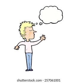 cartoon dismissive man with thought bubble