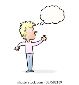 cartoon dismissive man with thought bubble