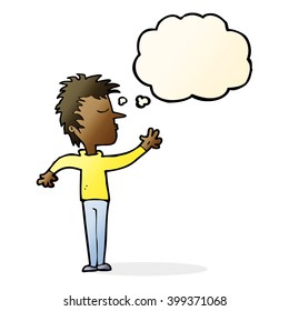 caricatura de un hombre despectivo con burbuja de pensamiento
