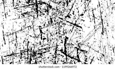 Cartoon Distressed Black and White Grunge Seamless Texture. Distressed Grungy Seamless Pattern Design. Dirty Cracked Wall Texture. Broken, Rusty Pop Art Design Pattern.