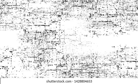 Cartoon Distressed Black and White Grunge Seamless Texture. Vintage Hand Painted Dirty Seamless Pattern. Overlay Rust Metal Texture. Broken, Rusty Print Design Background.