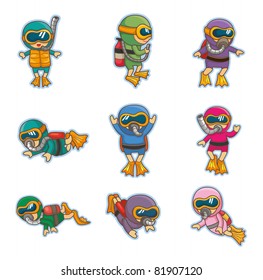 cartoon diver icons