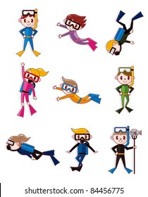 cartoon diver icons