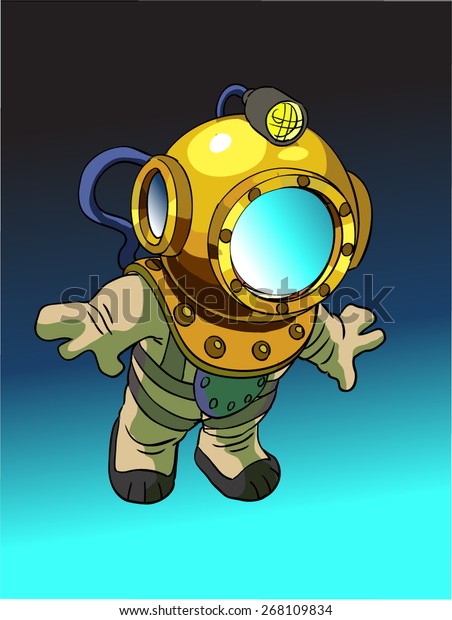 Cartoon Diver Old Diving Suit Stock Vector Royalty Free