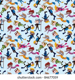 cartoon diver seamless pattern