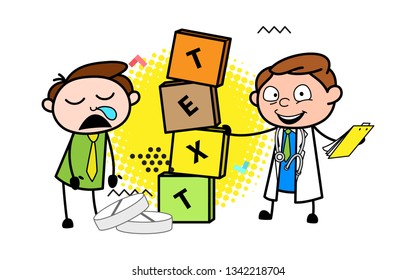 Cartoon Doctor with Banner Boxes Vector illustration