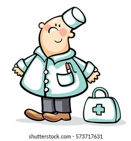Cartoon doctor with case