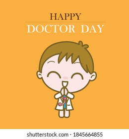 Cartoon doctor character design, Happy doctor day, Vector illustration.