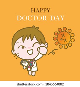 Cartoon doctor character design, Happy doctor day, Vector illustration.